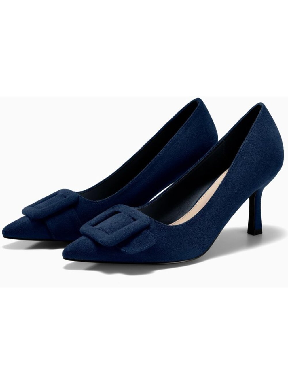 Women's Navy Faux Suede Closed Pointed Toe Stiletto High Heels Pumps Shoes - Picture 6 of 6